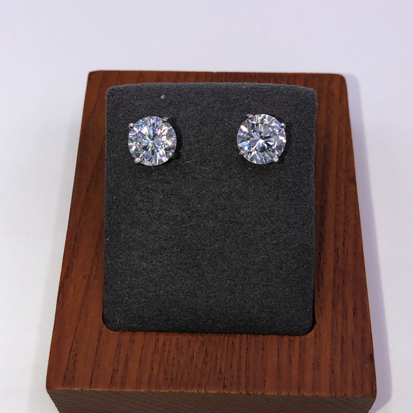2ct Round Solitaire Earrings - Picture 4 of 11